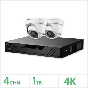 Eagle AHD CCTV Kit - 4 Channel 1TB Recorder with 2x 8MP Fixed Turret Cameras (White), E-KIT-4-2TUR-8MP-1TB