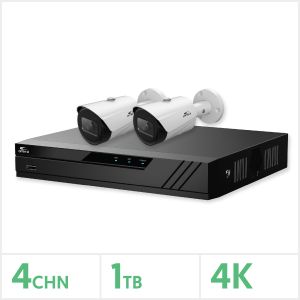 Eagle IP CCTV Kit - 4 Channel 1TB NVR with 2x 8MP Fixed Bullet Cameras (White), EAG-NVR-4-2BUL-8MP-1