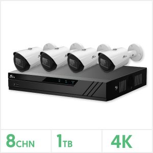 Eagle IP CCTV Kit - 8 Channel 1TB NVR with 4x 8MP Fixed Bullet Cameras (White), EAG-NVR-8-4BUL-8MP-1