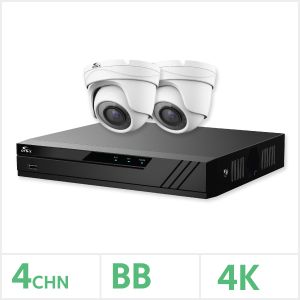 Eagle AHD CCTV Kit - 4 Channel BB Recorder with 2x 8MP Fixed Turret Cameras (White), EAGLE-KIT-4-2TUR-8MP