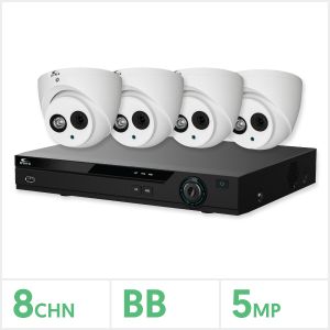 Eagle AHD CCTV Kit - 8 Channel BB Recorder with 4x 5MP Fixed Turret Cameras (White), EAGLE-KIT-8-4TUR-5MP