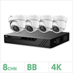 Eagle AHD CCTV Kit - 8 Channel BB Recorder with 4x 8MP Fixed Turret Cameras (White), EAGLE-KIT-8-4TUR-8MP