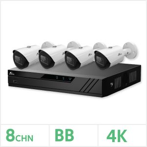 Eagle IP CCTV Kit - 8 Channel BB NVR with 4x 8MP Fixed Bullet Cameras (White), EAGLE-NVR-8-4BUL-8MP