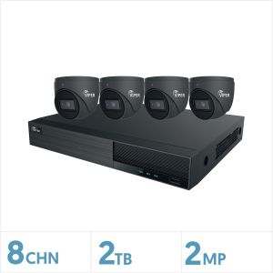 Viper NDAA Approved NVR Kit- 8 Channel 2TB Recorder with 4 x 2MP Fixed Turret Cameras (Grey), VIP-2MP-4TUR-KIT-G