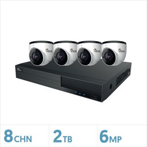 Viper NDAA Approved NVR Kit- 8 Channel 2TB Recorder with 4 x 6MP Fixed Turret Cameras (White), VIP-6MP-4TUR-KIT