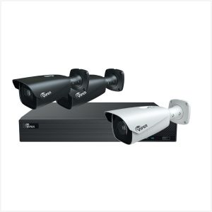 Viper NDAA Approved Approved A3 Series Kit - 4K 8 Channel NVR 2TB HDD with 2 x Viper NDAA Approved 4K Motorised Camera (Grey) and 1x 4K Fixed AI Turret Camera (Grey), VIPANPR-IP-KIT3-BUL-G