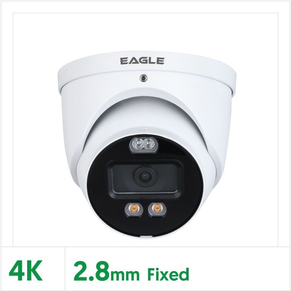Eagle 8MP/4K Fixed Lens Full-Colour Active Deterrence HDCVI IR Turret Camera (White), EAGLE8C-AD-TUR-FW