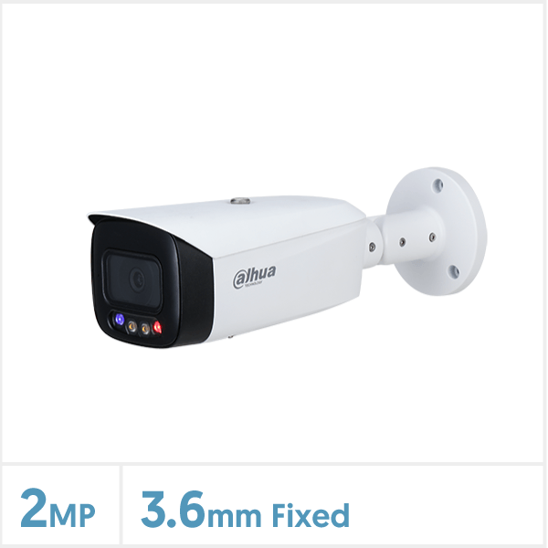 2MP Full-Colour Active Deterrence Fixed Lens WizSense Bullet Network Camera (White), DH-IPC-HFW3249T1P-AS-PV